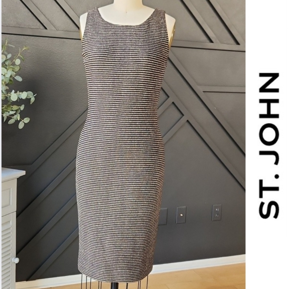 NWOT {ST JOHN} Couture Black & Gold Dress Size 4